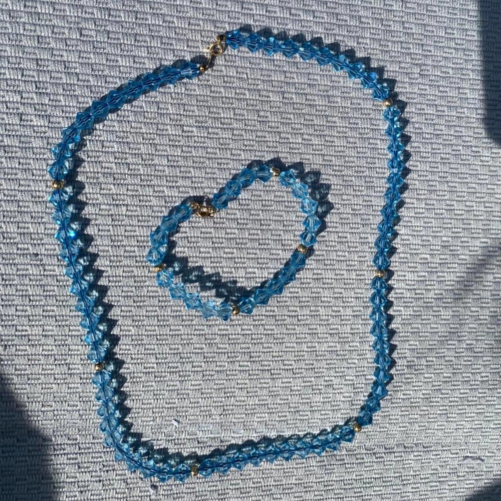 Vintage blue crystal necklace set